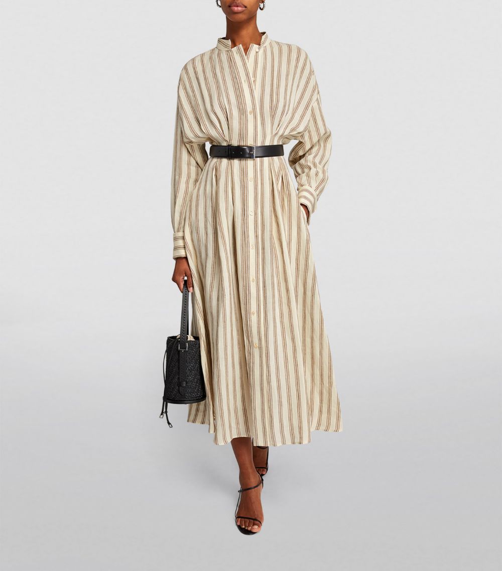 Max Mara Max Mara Linen Striped Yole Midi Dress