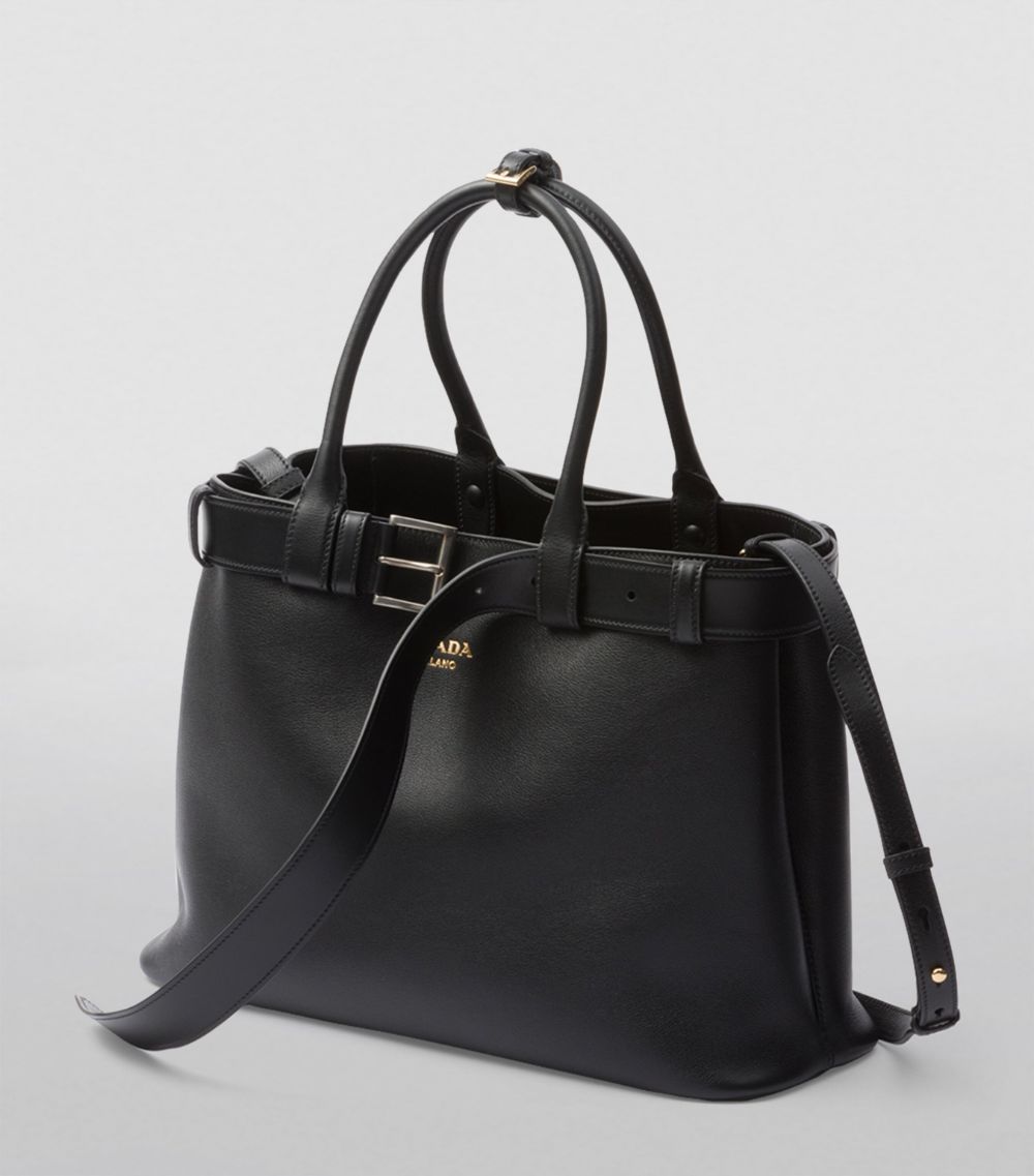 Prada Prada Large Leather Buckle Tote Bag