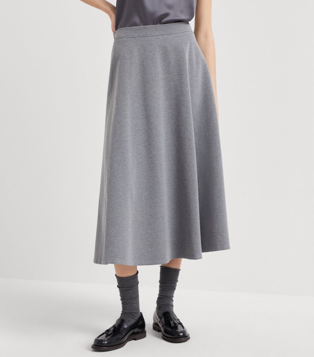 Brunello Cucinelli Brunello Cucinelli Stretch Cotton A-Line Midi Skirt