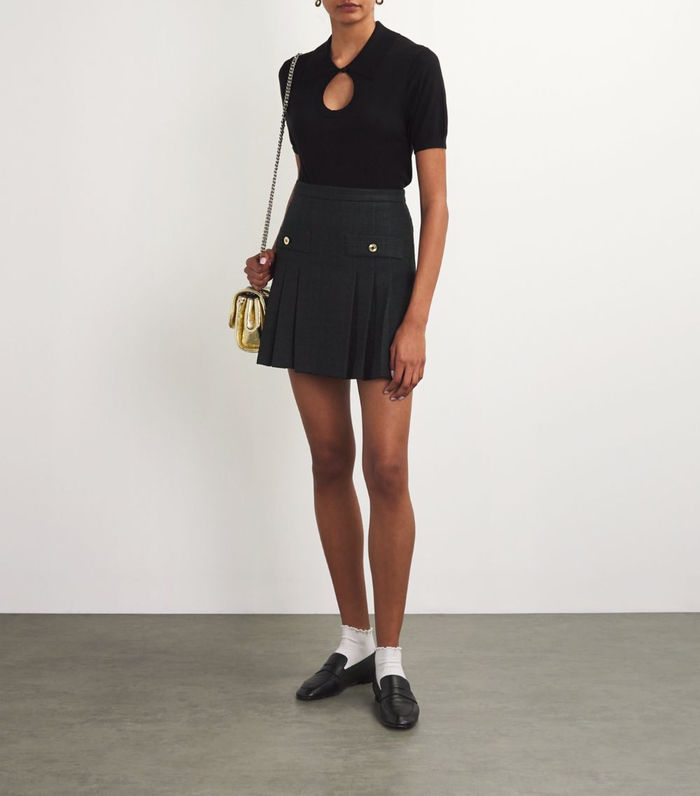  Sandro Tweed Pleated Mini Skirt