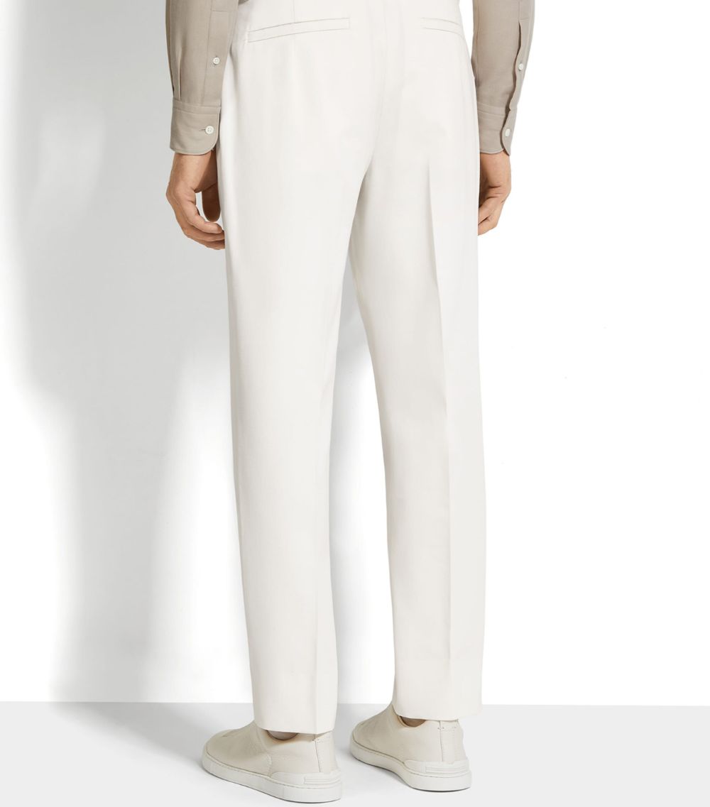 zegna Zegna Cotton-Wool Tailored Straight Trousers