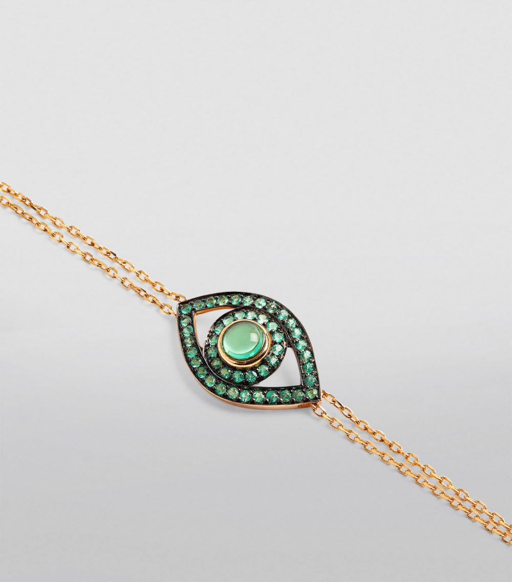Netali Nissim Netali Nissim Yellow Gold, Emerald and Quartz Protected Bracelet