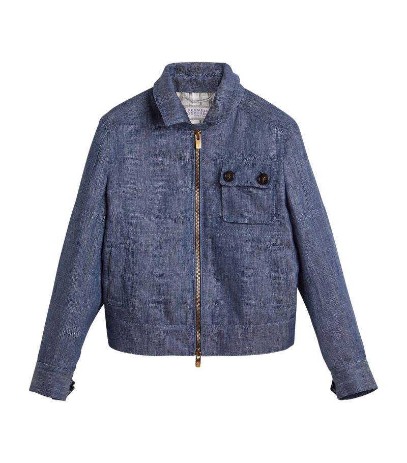 Brunello Cucinelli Kids Brunello Cucinelli Kids Linen Chambray Jacket (4-12+ Years)