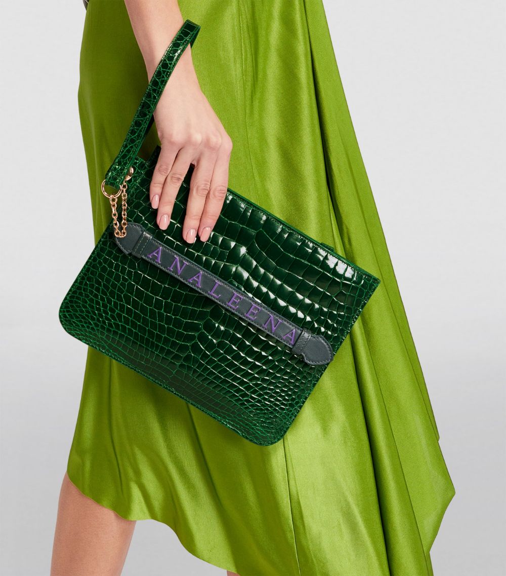 Analeena Analeena Crocodile Clutch Bag