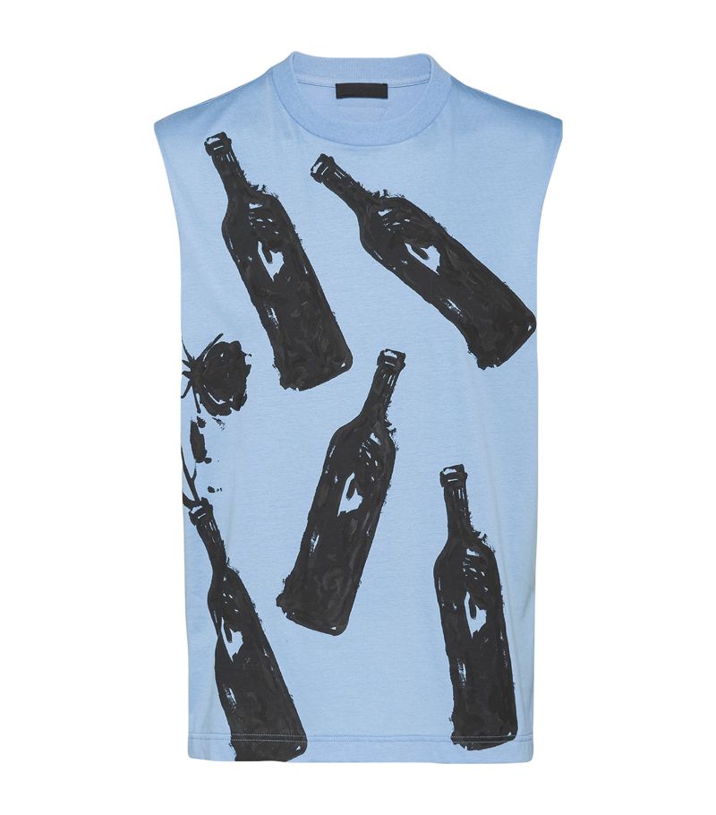 Prada Prada Cotton Graphic Print Sleeveless Top