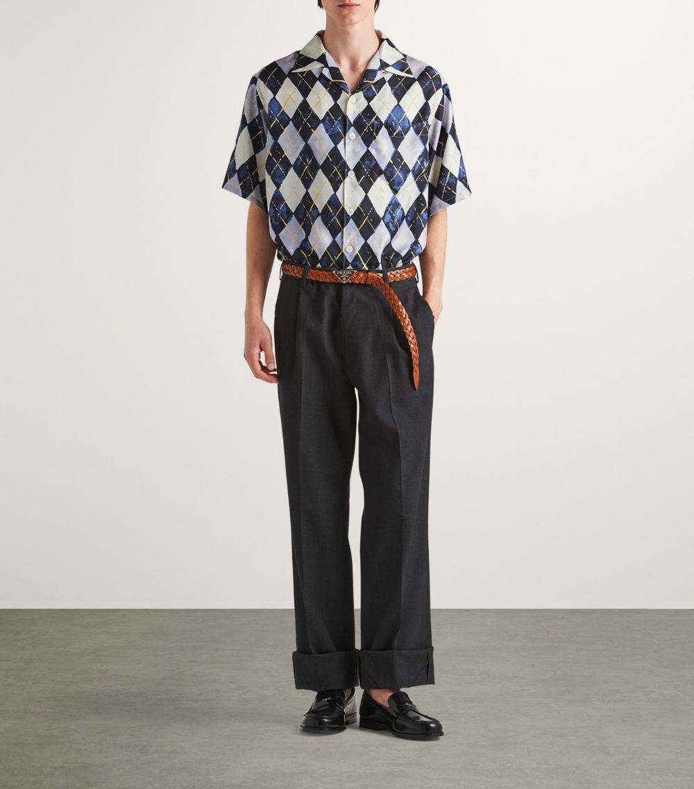 Prada Prada Silk Argyle Print Shirt