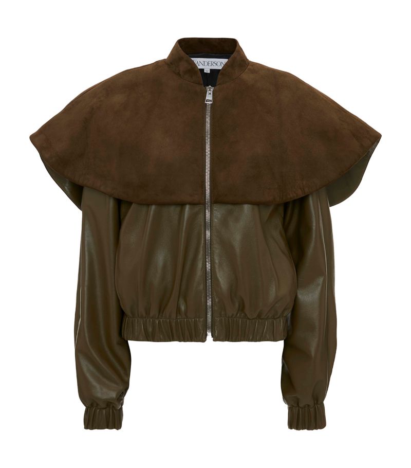 Jw Anderson Jw Anderson Oversized-Collar Leather Bomber Jacket