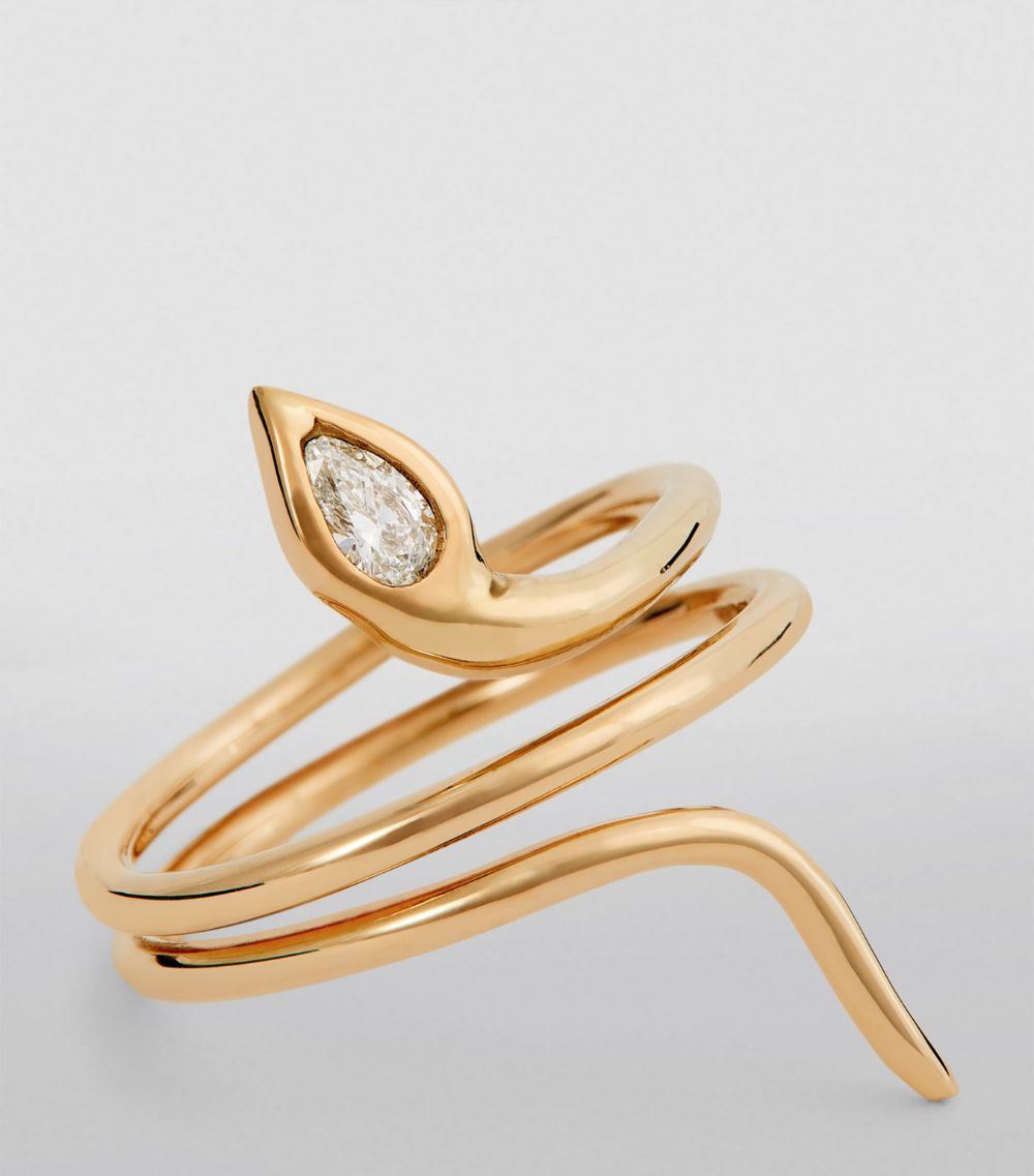 Jacquie Aiche Jacquie Aiche Yellow Gold And Diamond Teardrop Snake Ring