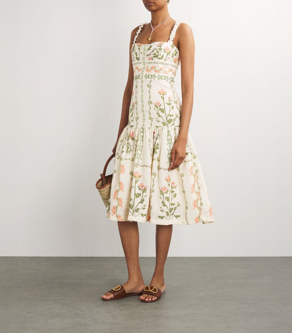 Agua By Agua Bendita Agua By Agua Bendita Linen Floral Nispero Oasis Dress