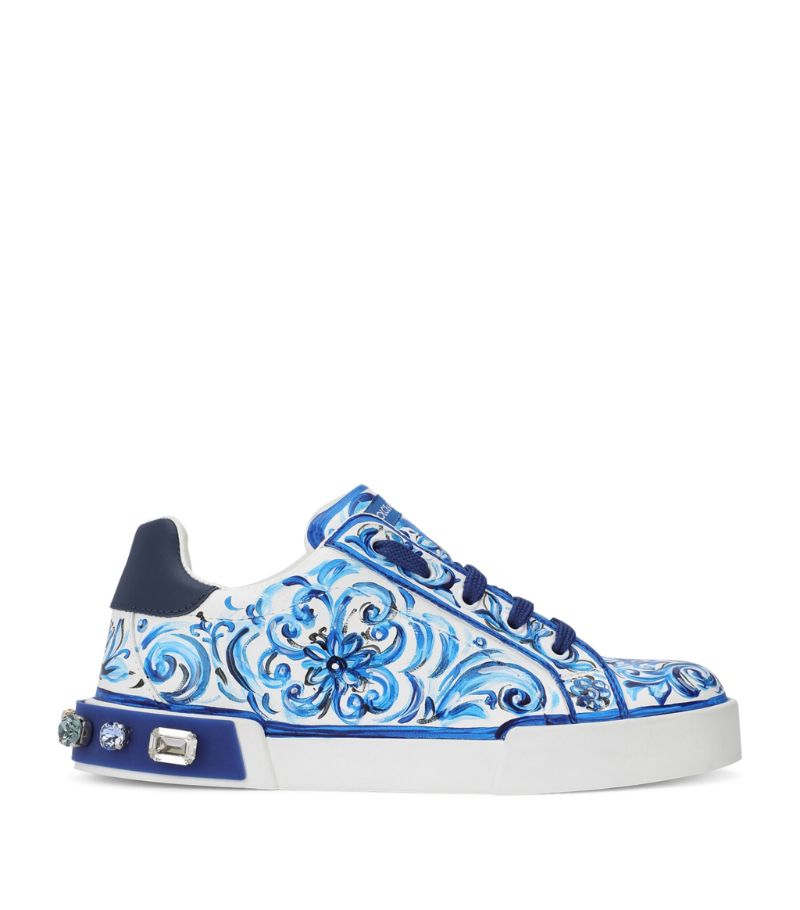 Dolce & Gabbana Dolce & Gabbana Kids Leather Tile Print Low-Top Sneakers