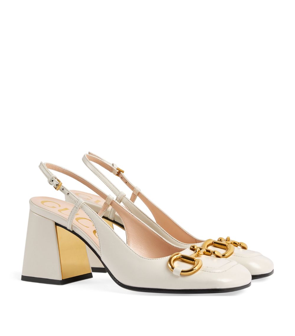 Gucci Gucci Leather Horsebit Slingback Pumps 75