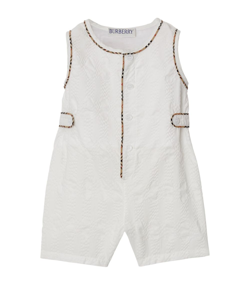 Burberry Burberry Kids Cotton Seersucker Playsuit And Hat Set (1-18 Months)