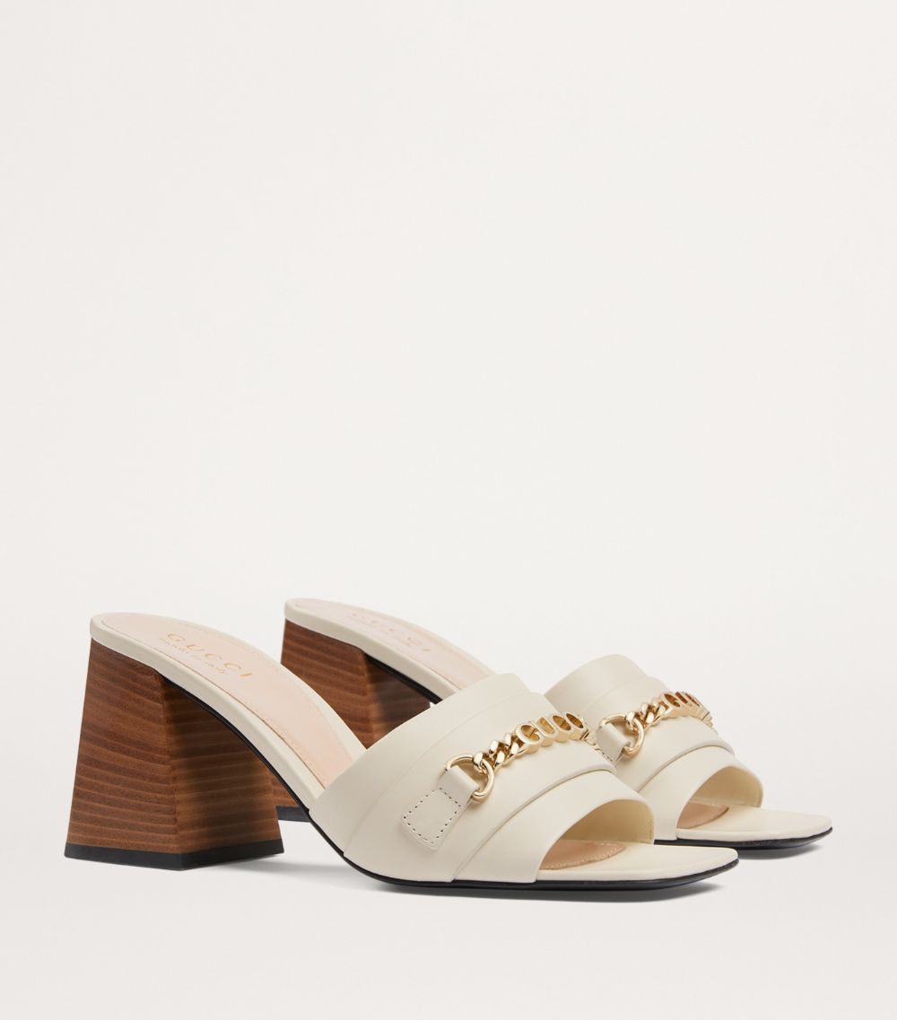 Gucci Gucci Leather Signoria Heeled Sandals 75