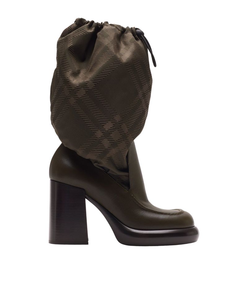 Burberry Burberry Leather And Nylon Check Ankle Boots 95