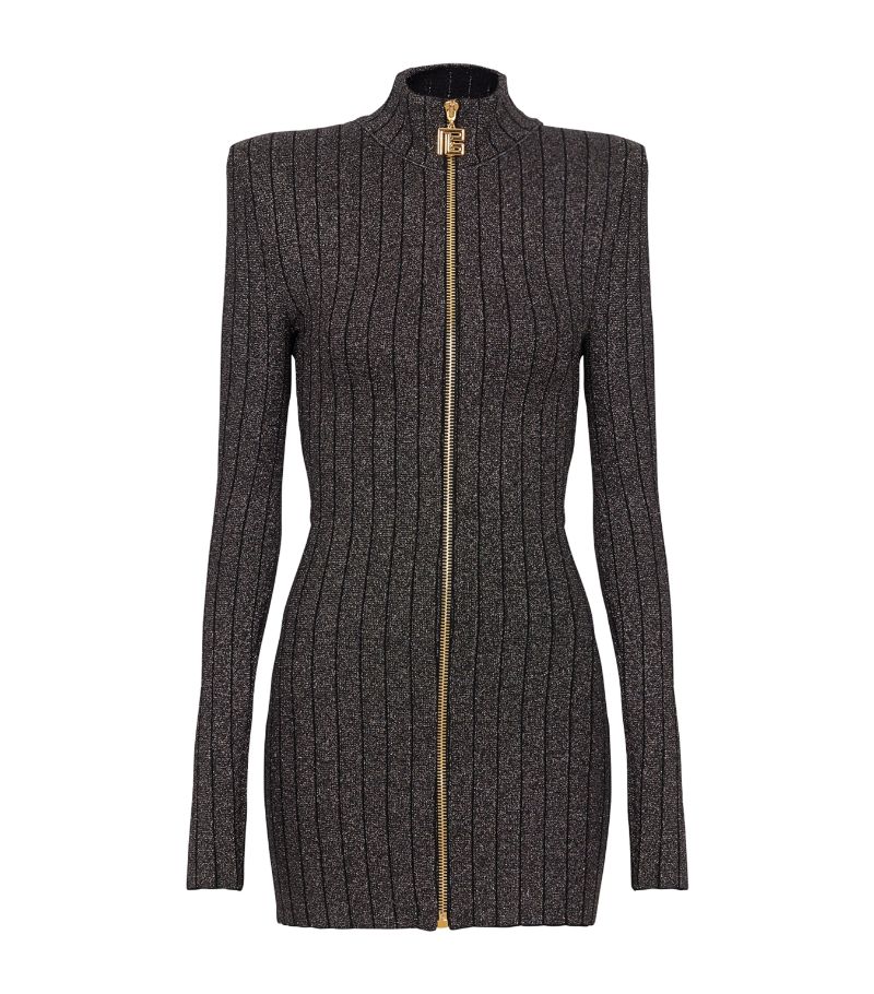 Balmain Balmain Lurex Zip-Up Mini Dress