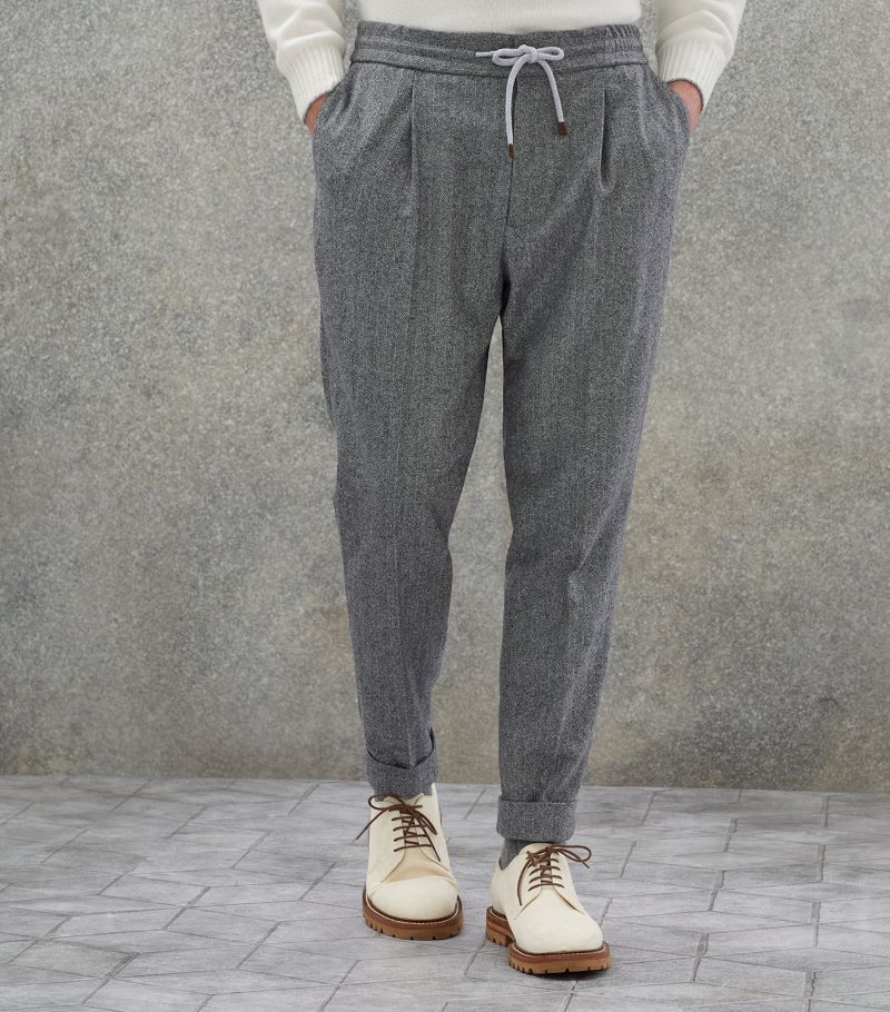 Brunello Cucinelli Brunello Cucinelli Wool Tailored Drawstring Trousers