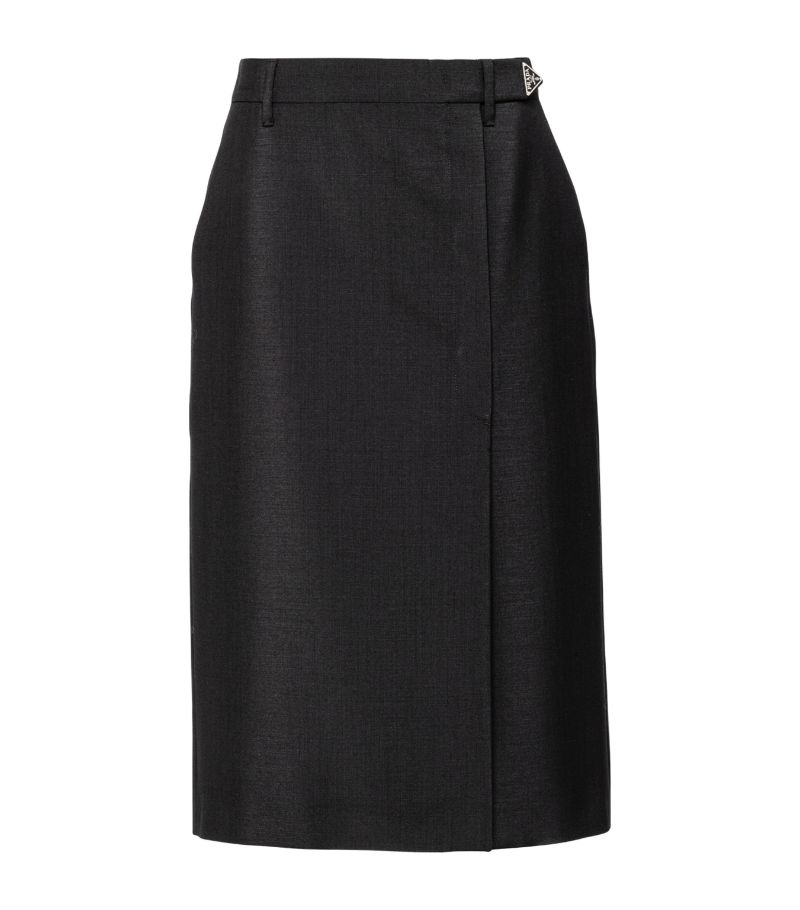 Prada Prada Mohair-Blend Wrap Midi Skirt