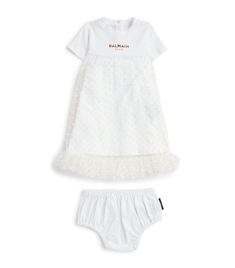 Balmain Balmain Kids Logo Dress And Bloomers Set (3-36 Months)