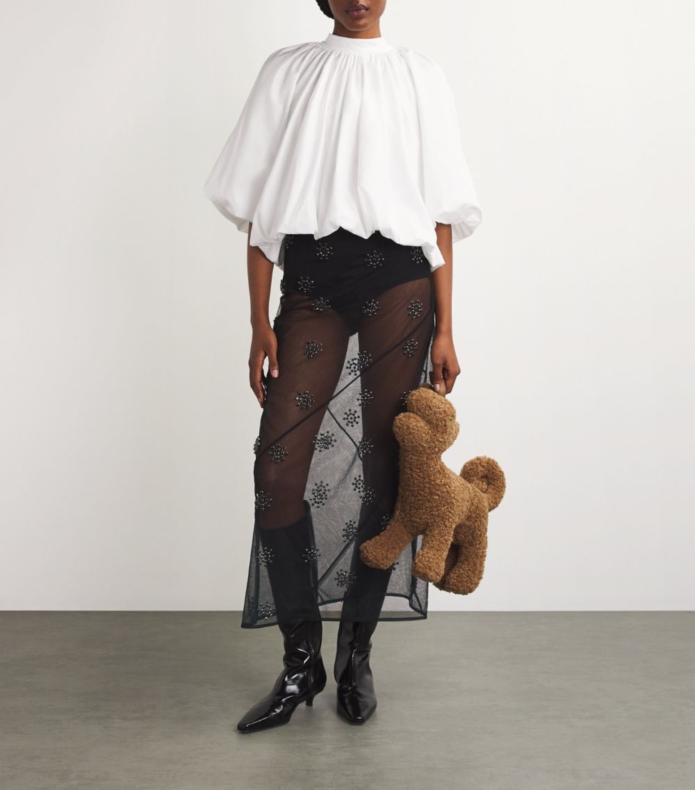 Simone Rocha Simone Rocha Sheer Embellished Spiral Skirt