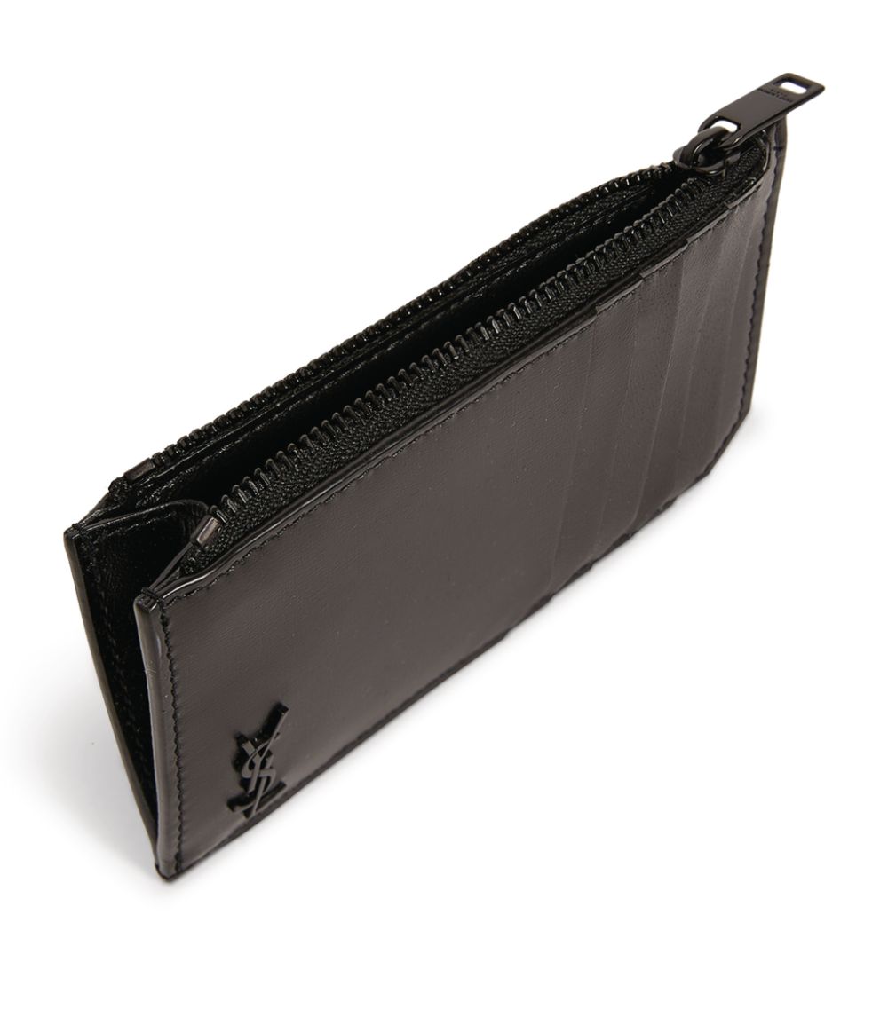 Saint Laurent Saint Laurent Leather Fragments Monogram Card Holder