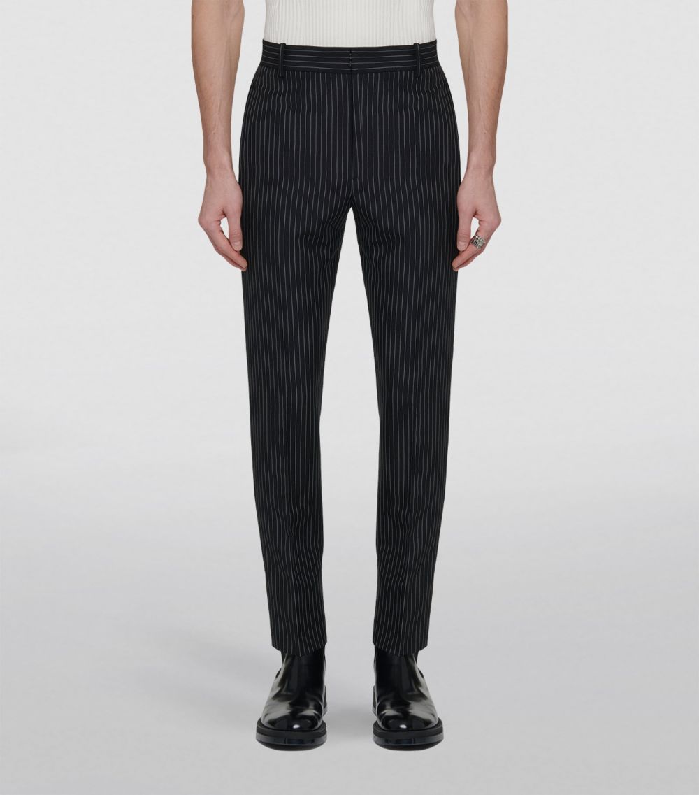 Alexander McQueen Alexander Mcqueen Wool-Mohair Pinstripe Cigarette Trousers