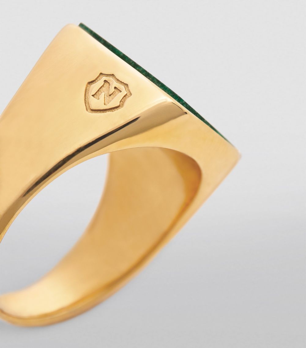 Nialaya Jewelry Nialaya Jewelry Gold-Plated Jade Signet Ring