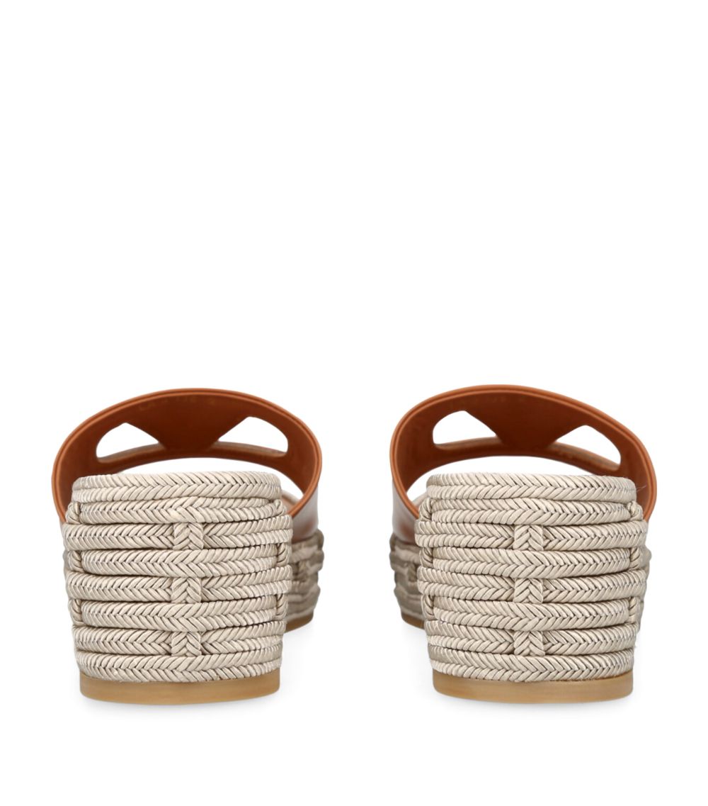 VALENTINO GARAVANI Valentino Garavani Leather Vlogo Espadrille Wedge Mules 60