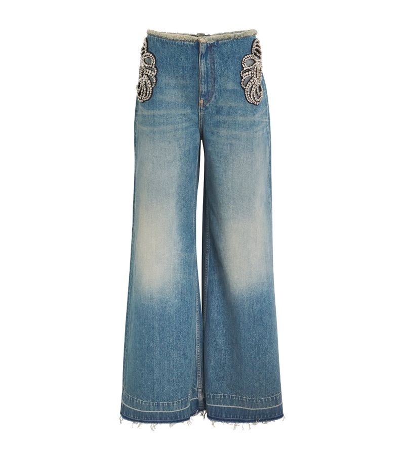 Stella McCartney Stella Mccartney Rhinestone-Embellished Cut-Out Jeans