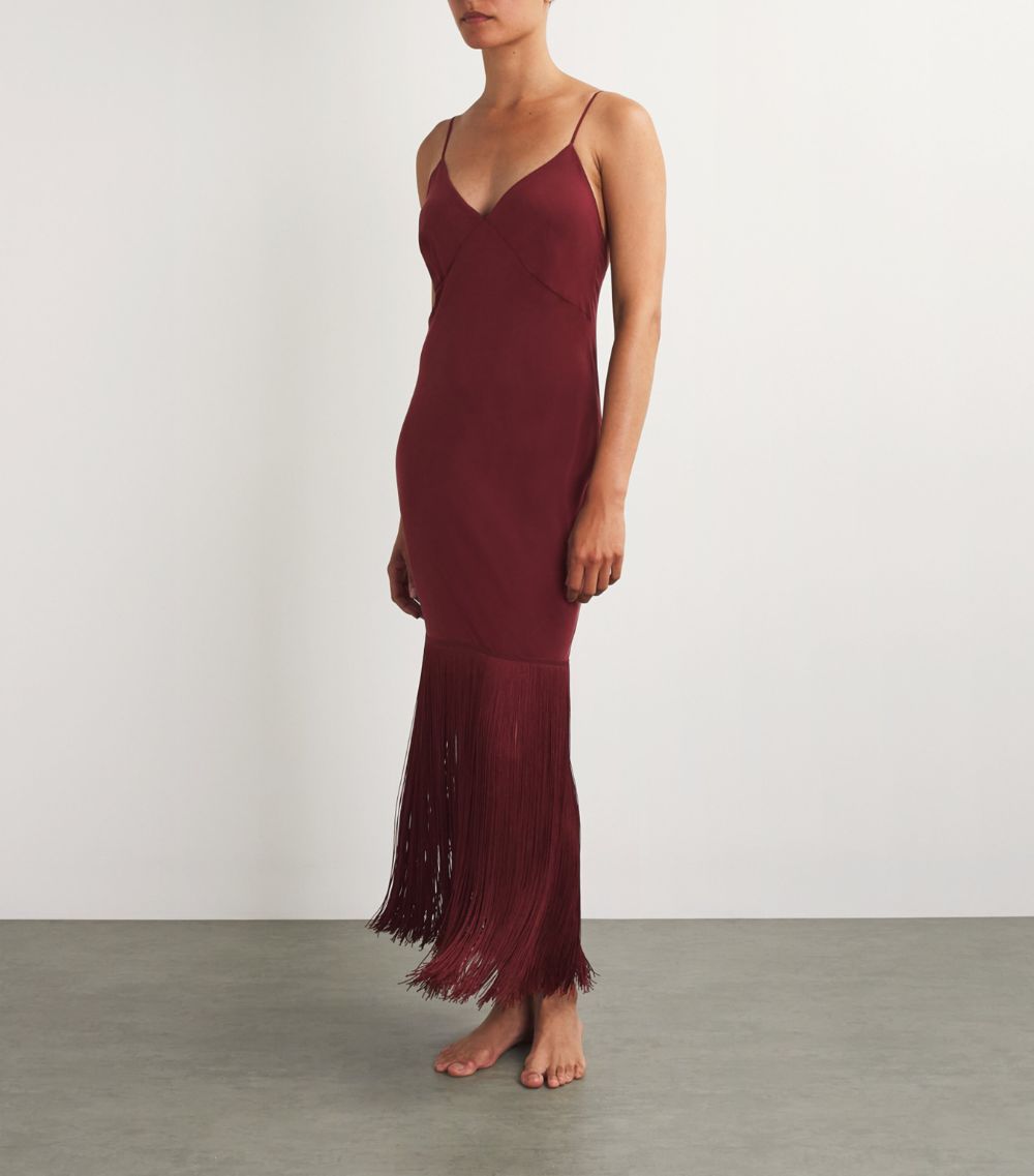 Olivia Von Halle Olivia Von Halle Silk Zoya Fringed Maxi Dress