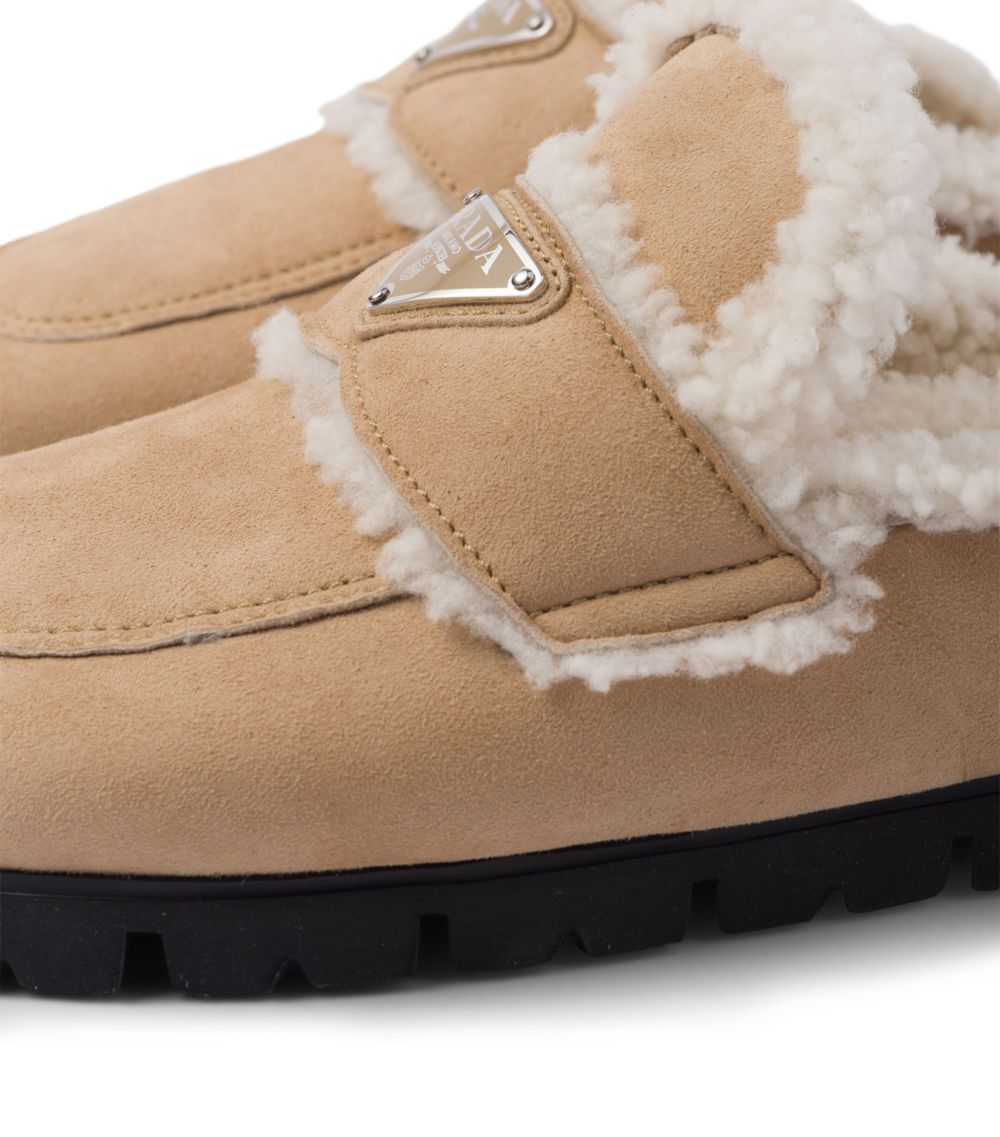 Prada Prada Shearling-Lined Triangle Mules