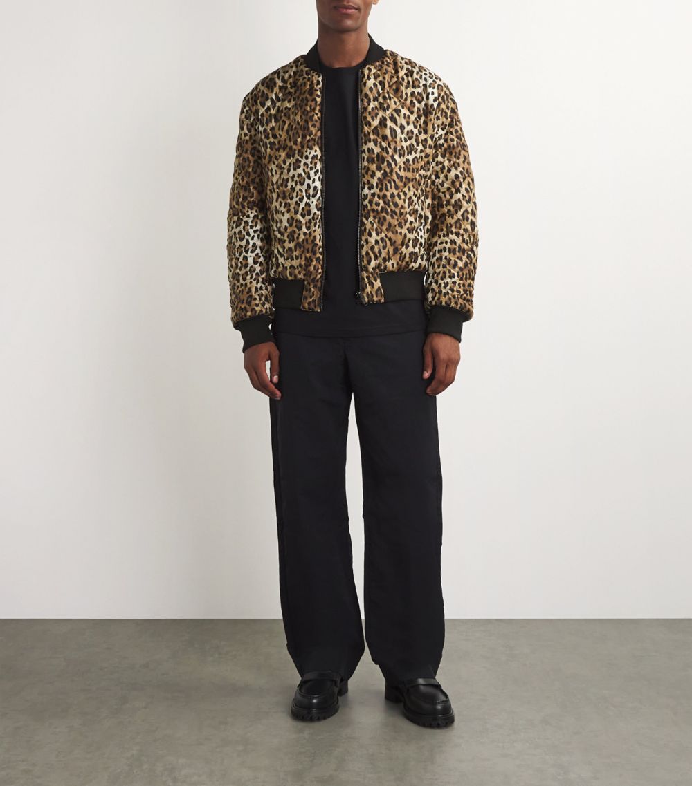 Moschino Moschino Silk Leopard Quilted Bomber Jacket