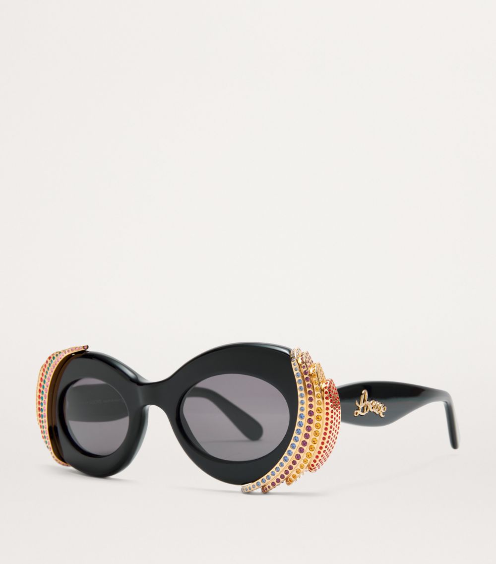 Loewe Loewe X Paula'S Ibiza Crystal Pavé Oval Sunglasses