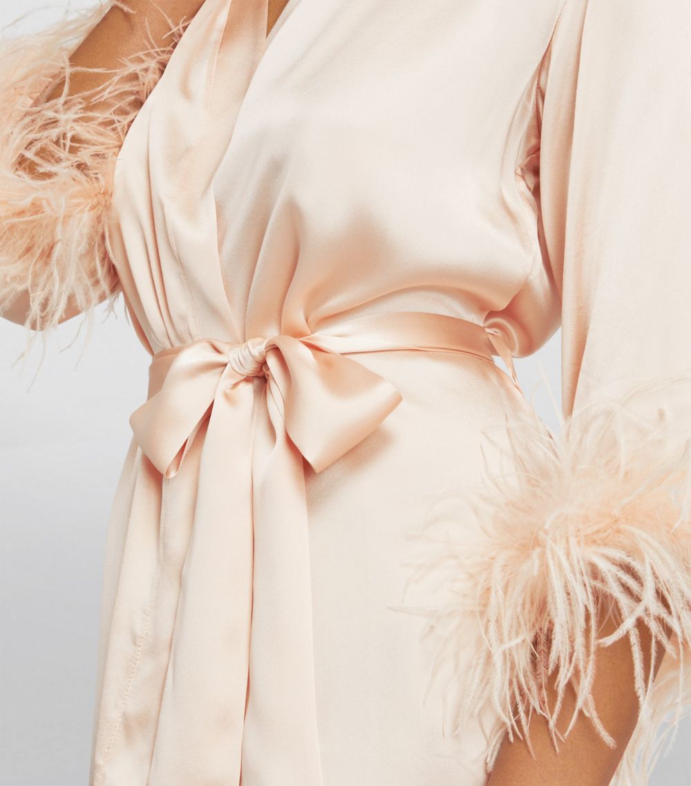 Gilda & Pearl Gilda & Pearl Silk Feather-Trim Mia Mini Robe