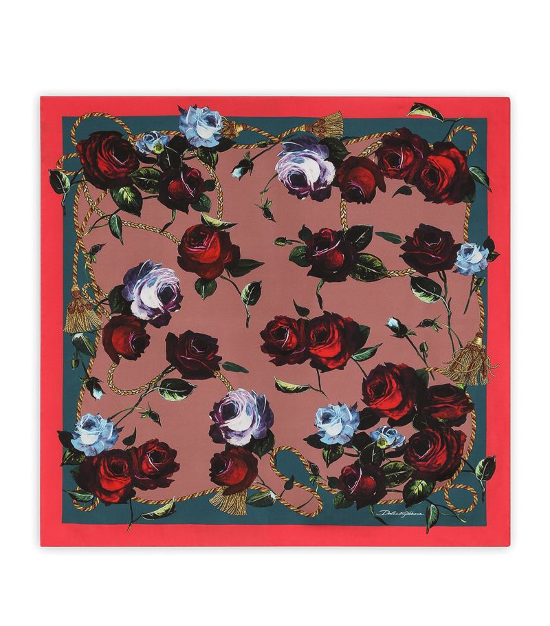 Dolce & Gabbana Dolce & Gabbana Silk Foulard Floral Print Scarf