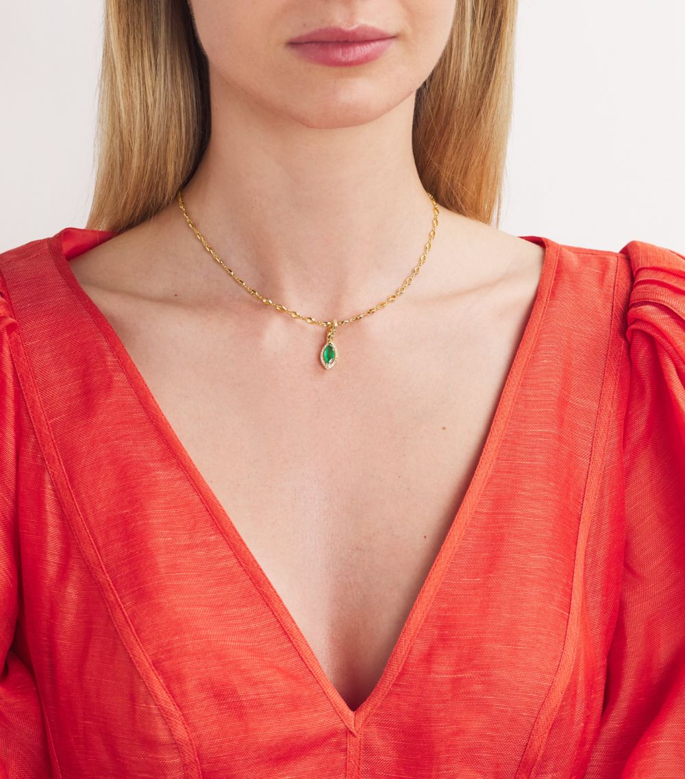 Shay Shay Yellow Gold And Emerald Marquise Pendant Necklace