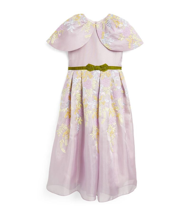 Mischka Aoki Kids Mischka Aoki Kids Floral-Embroidered Cape-Sleeve Dress (6-12 Years)
