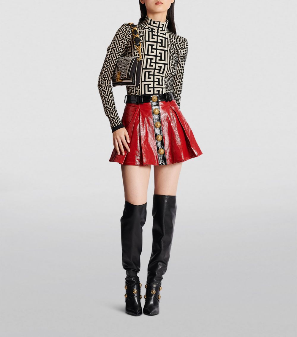 Balmain Balmain Lambskin Two-Tone Mini Skirt