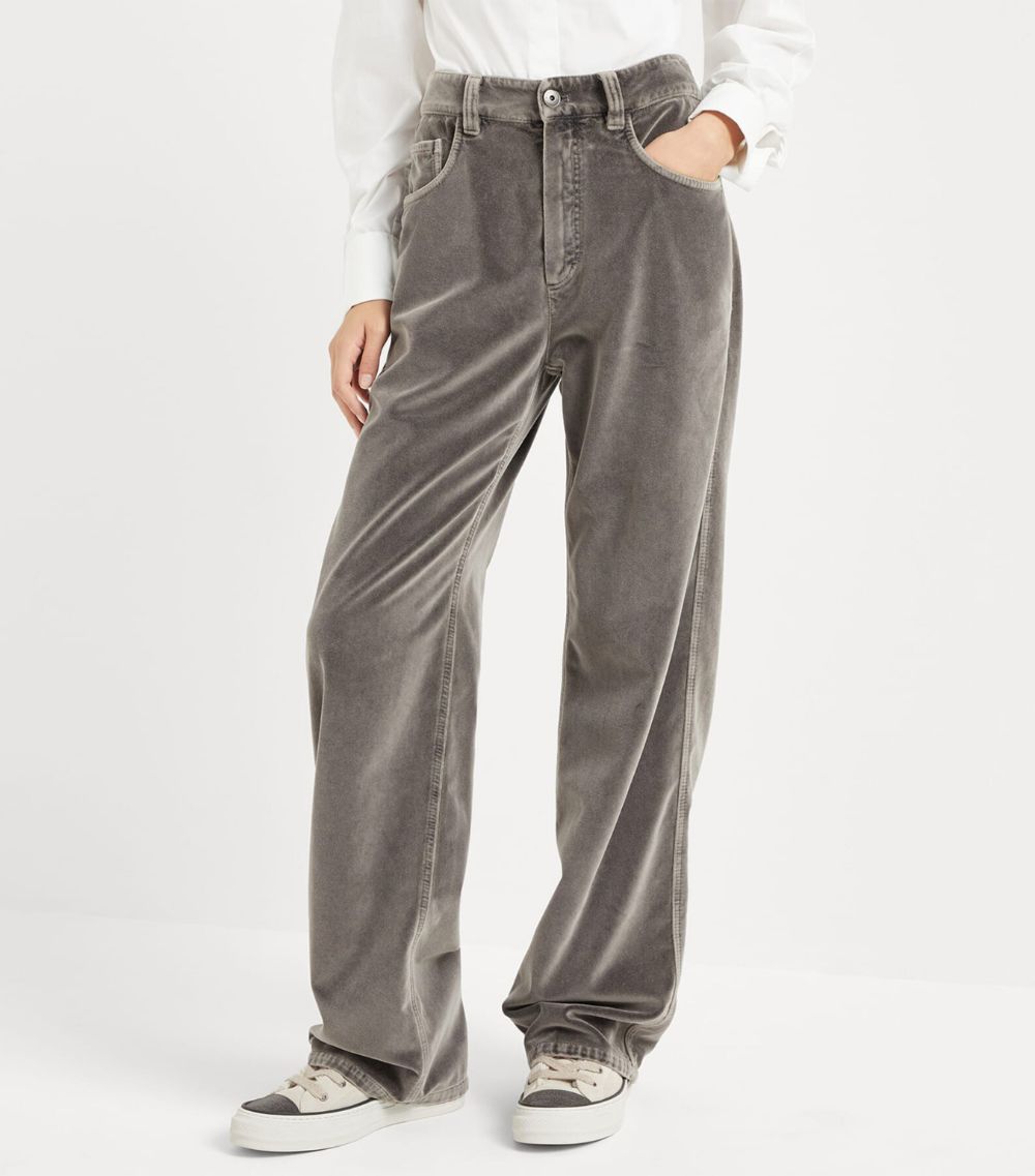 Brunello Cucinelli Brunello Cucinelli Velvet Wide-Leg Trousers