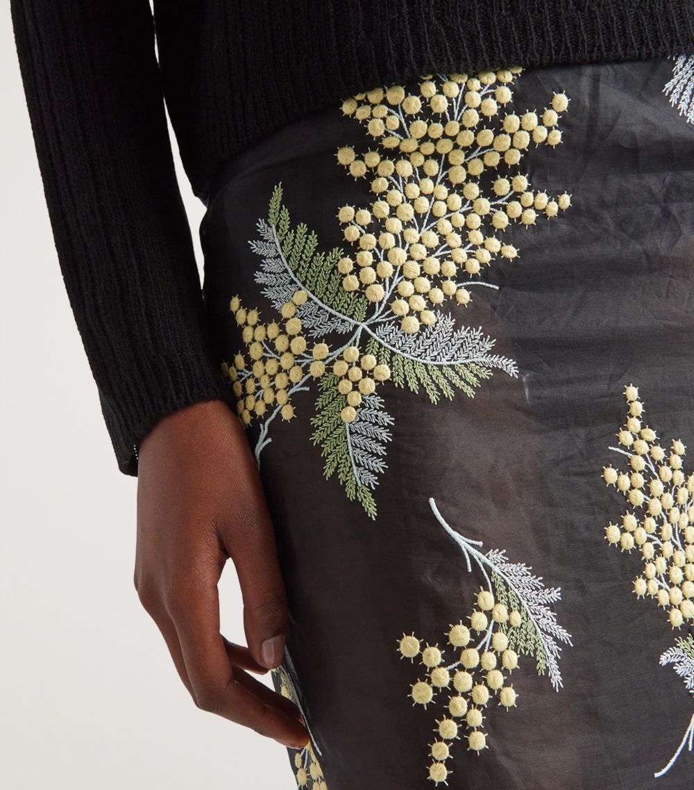 Prada Prada Organza Embroiderd Midi Skirt