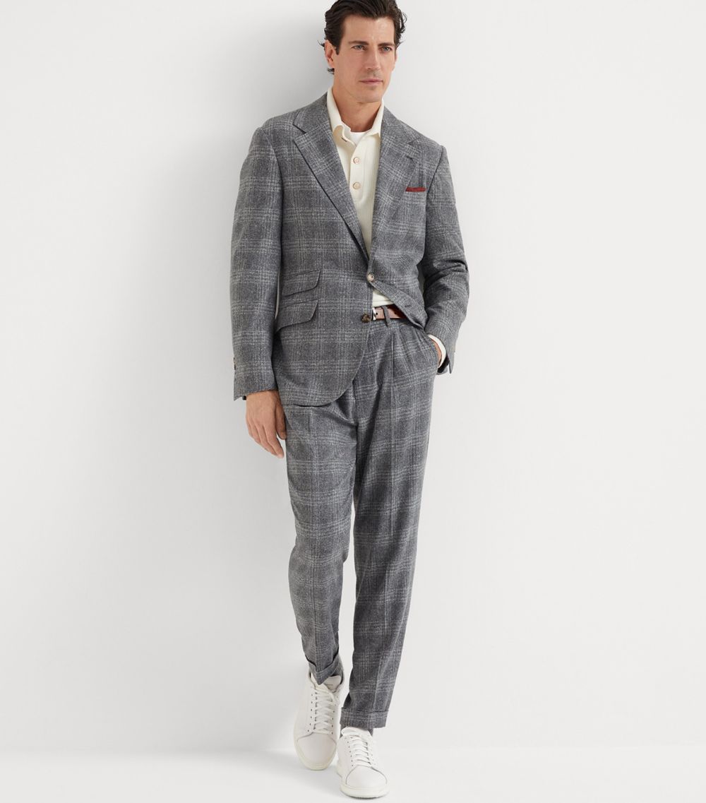 Brunello Cucinelli Brunello Cucinelli Silk-Wool-Cashmere Check Blazer