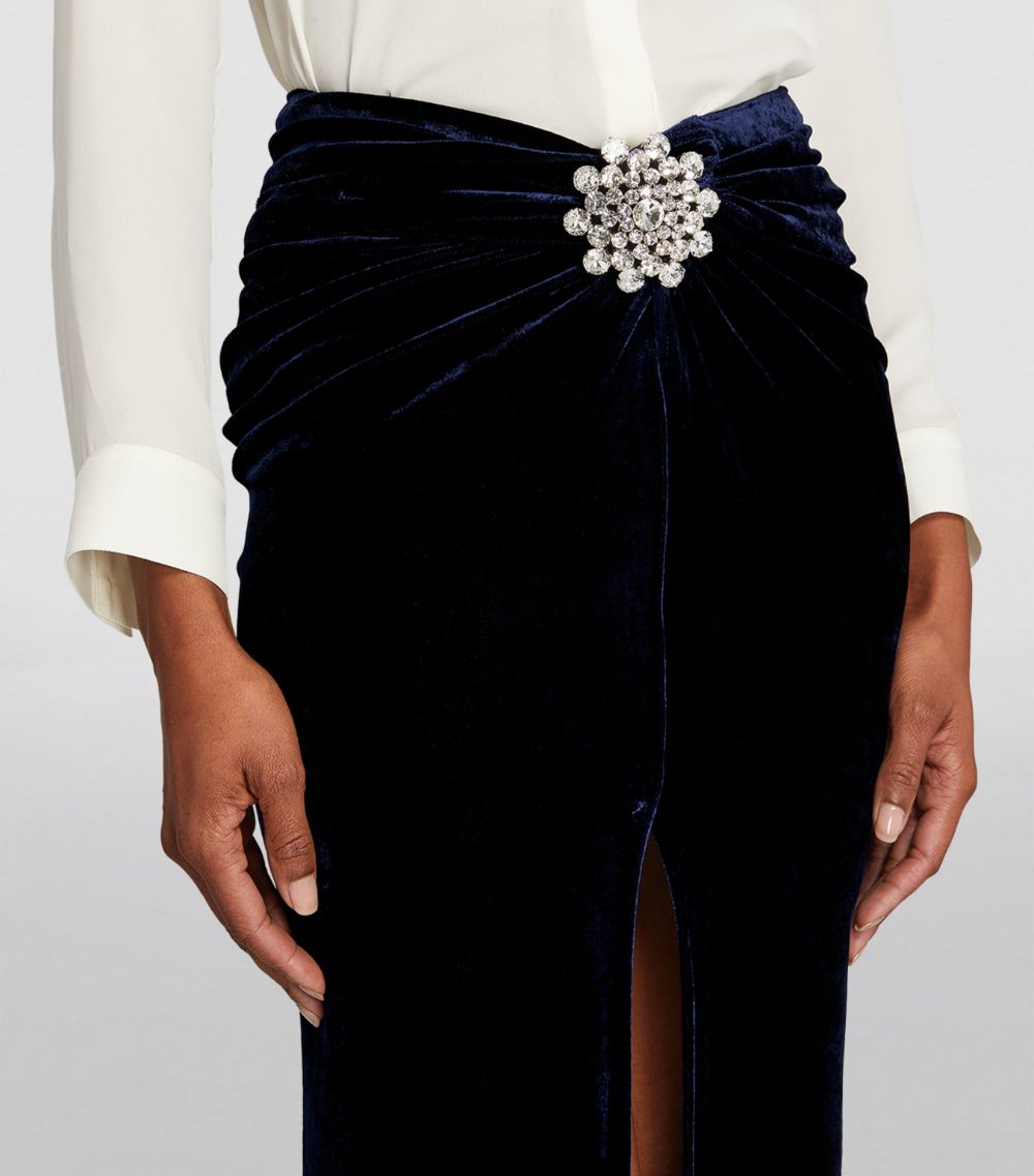 Rabanne Rabanne Velvet Embellished Midi Skirt
