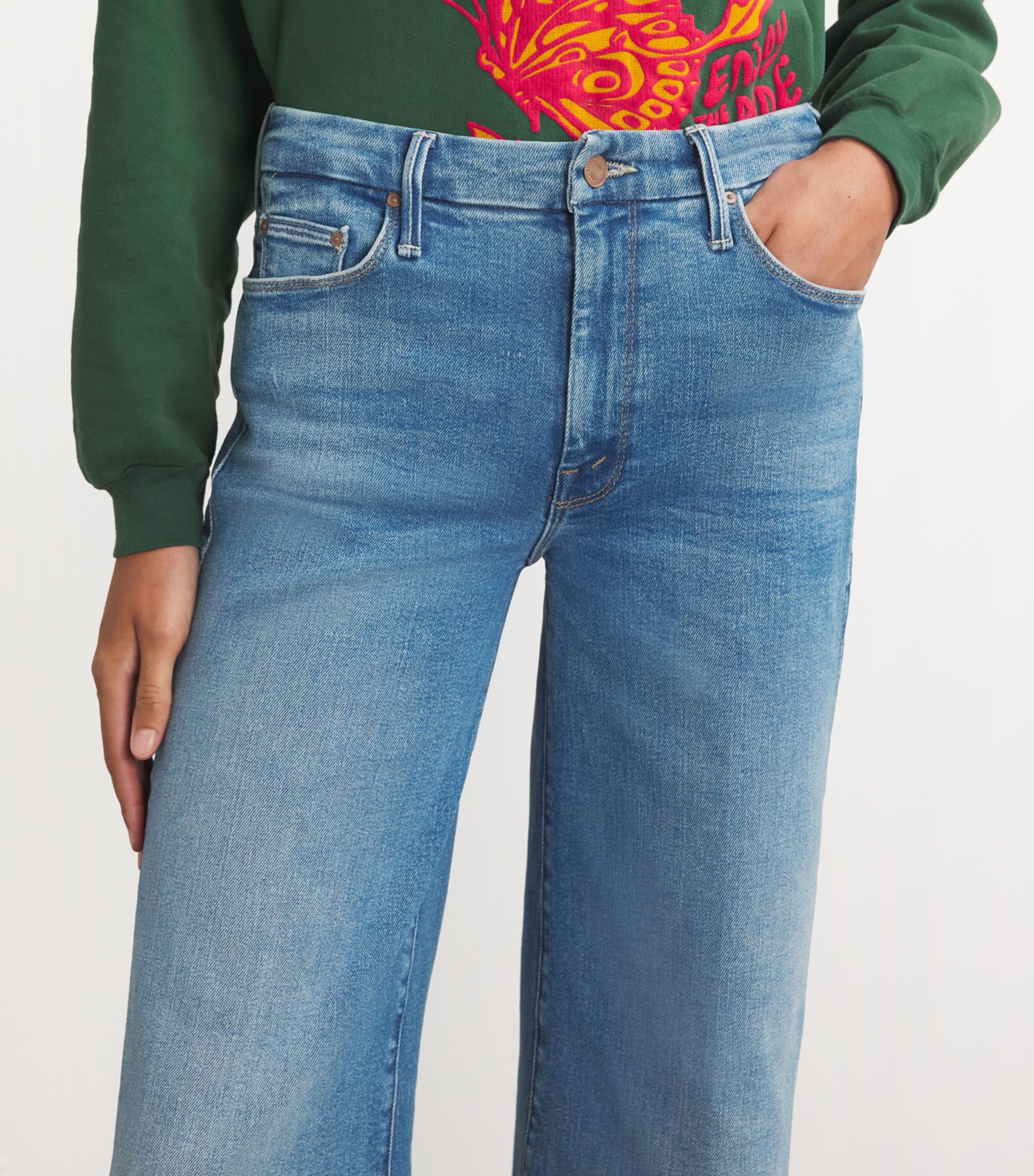 Mother Mother The Lil Roller Fray Wide-Leg Jeans