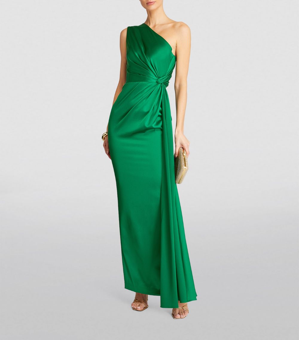  Alex Perry Twist-Detail One-Shoulder Gown