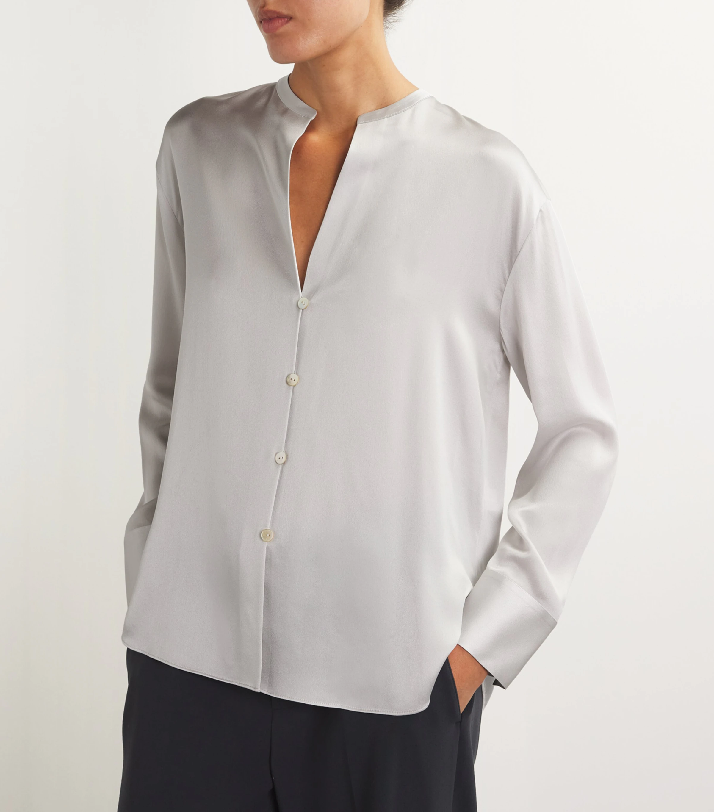 Vince Vince Silk Collarless Shirt