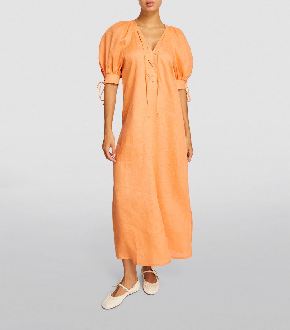 SLEEPER Sleeper Linen Garden Midi Dress