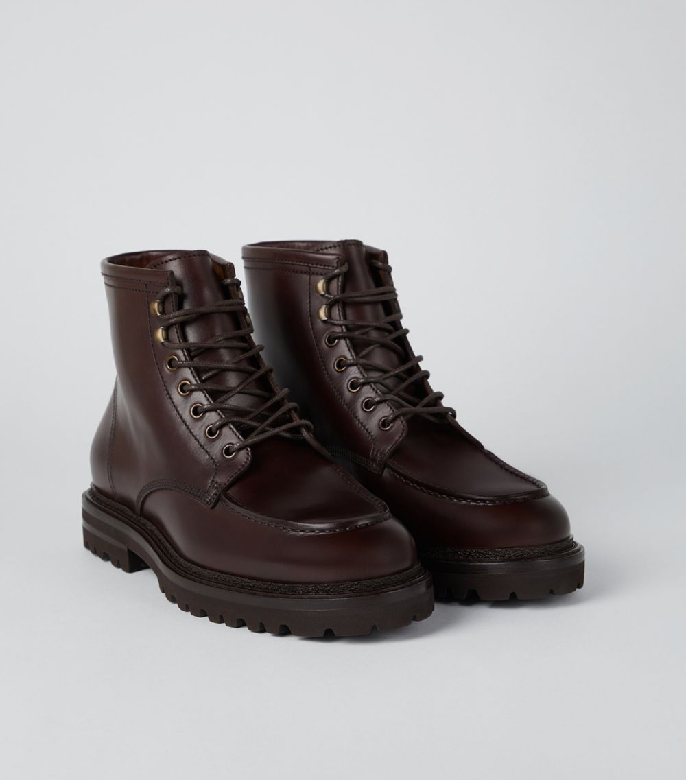 Brunello Cucinelli Brunello Cucinelli Calfskin Lace-Up Ankle Boots