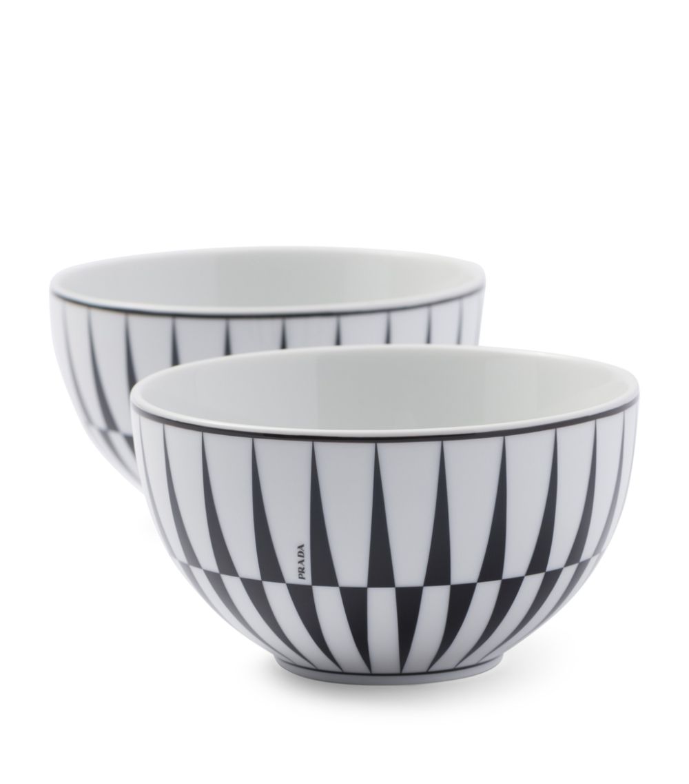 Prada Prada Set Of 2 Stripes Cereal Bowls (12Cm)