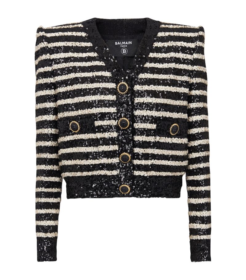 Balmain Balmain Striped Sequinned Jacket