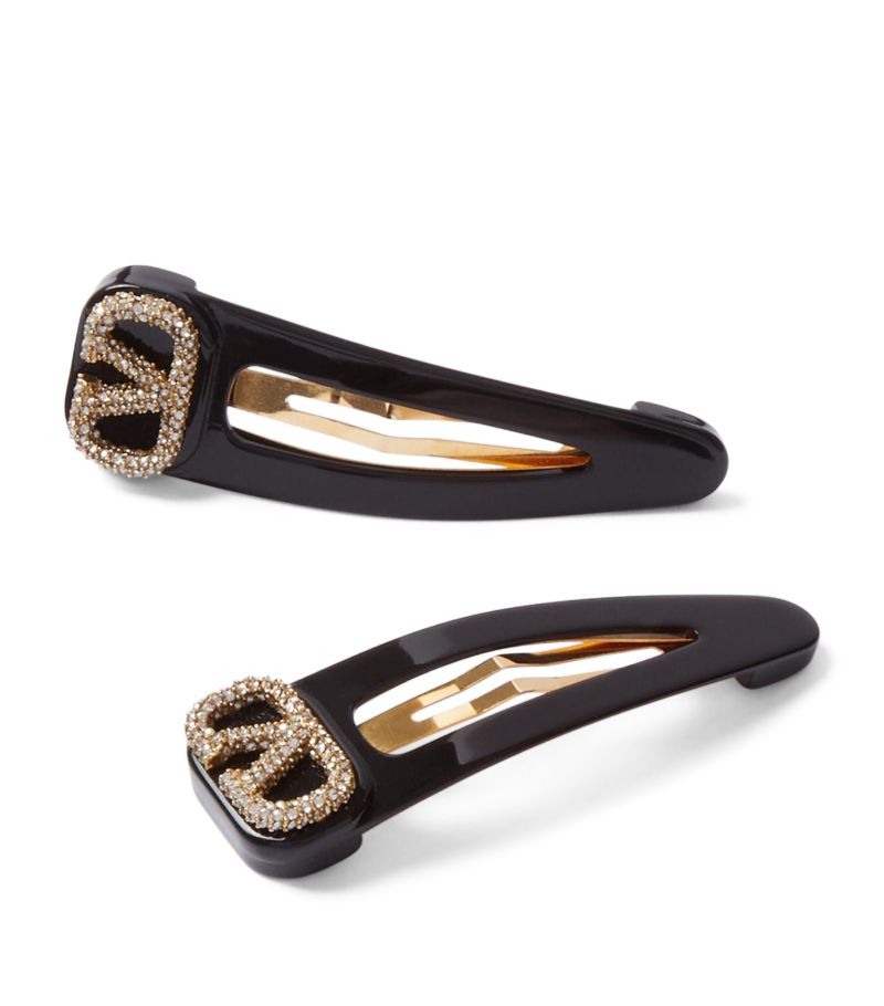 VALENTINO GARAVANI Valentino Garavani Embellished Vlogo Hair Clips (Pack Of 2)