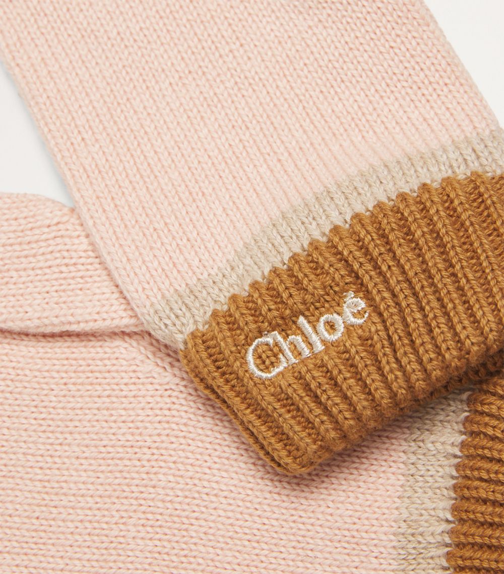 Chloé Kids Chloé Kids Cotton-Wool Logo Gloves